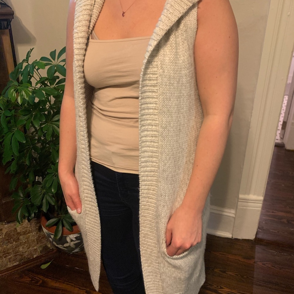 NWT Sweater Vest with Fuzzy Hood